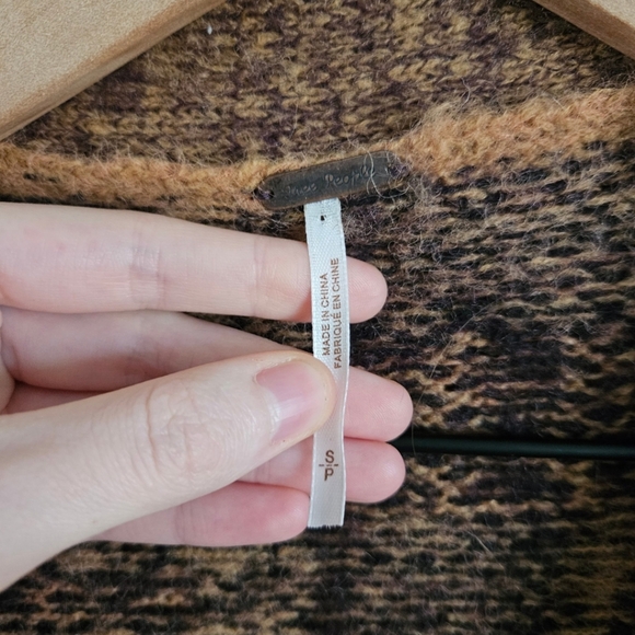 Free People Brown Plaid Sepia Sweater Cardigan in Birchwood Combo - Picture 6 of 11